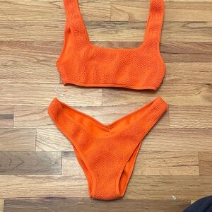 Urban Outfitters Orange Textured Bikini Set